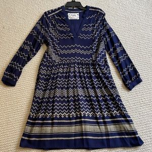 Anthropologie Holding Horses Dress. 100% Rayon. Navy with tan print. Size S